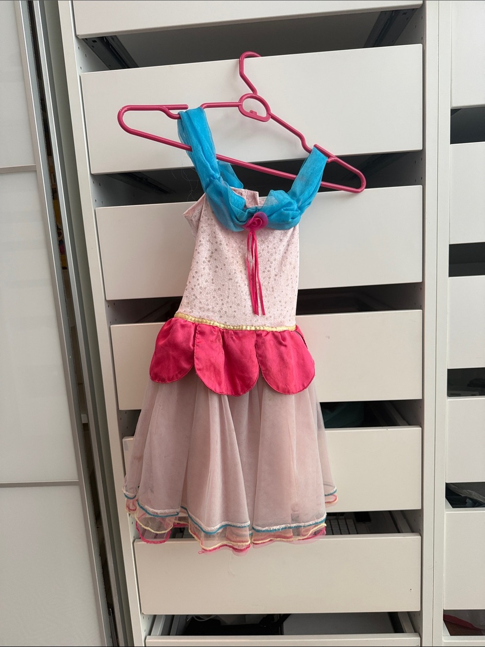 Girls Pink and Blue Flower Fairy Costume Dress